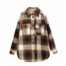 Load image into Gallery viewer, autumn red Plaid coats and jackets women streetwear fashion Long Sleeve office jackets coats Oversized Outerwear 2019
