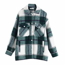 Load image into Gallery viewer, autumn red Plaid coats and jackets women streetwear fashion Long Sleeve office jackets coats Oversized Outerwear 2019
