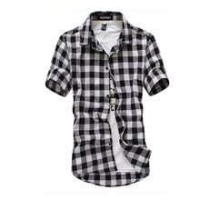 Load image into Gallery viewer, Red And Black Plaid Shirt Men Shirts 2020 New Summer Fashion Chemise Homme Mens Checkered Shirts Short Sleeve Shirt Men Blouse
