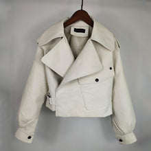 Load image into Gallery viewer, Fitaylor New Autumn Women Faux Leather Jacket Pu Motorcycle Biker Red Coat Turndown Collar Loose Streetwear Black Punk Outerwear
