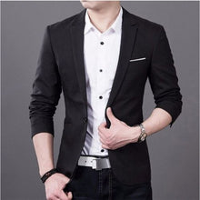 Load image into Gallery viewer, 3XL Plus Size Korean Style Mens Blazer Slim Fit Cotton Suit Jacket Black Blue Male Blazers Men's Coat Work Wedding Wear
