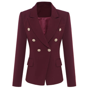 TOP QUALITY New Fashion 2020 Designer Blazer Jacket Women's Double Breasted Metal Lion Buttons Blazer Outer size S-XXXL