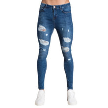 Load image into Gallery viewer, Mens Ripped Jeans Casual Skinny slim Fit Denim Pants Biker Hip Hop Jeans with sexy Holel Skinny Distressed Jeans Denim Pants
