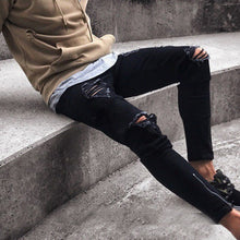 Load image into Gallery viewer, Mens Ripped Jeans Casual Skinny slim Fit Denim Pants Biker Hip Hop Jeans with sexy Holel Skinny Distressed Jeans Denim Pants
