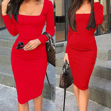 Load image into Gallery viewer, Women Bodycon Dress Sexy Slim Fit Xmas Halloween Christmas Party Dresses Sundress Sexy OL Clothes Office Lady Elegant Dress
