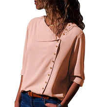 Load image into Gallery viewer, Blouse 2020 Fashion Long Sleeve Women Blouses and Tops Skew Collar Solid Office Shirt Casual Tops Blusas Chemise Femme
