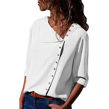 Load image into Gallery viewer, Blouse 2020 Fashion Long Sleeve Women Blouses and Tops Skew Collar Solid Office Shirt Casual Tops Blusas Chemise Femme
