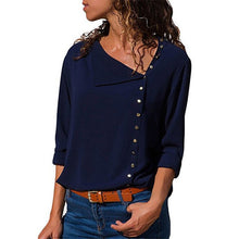 Load image into Gallery viewer, Blouse 2020 Fashion Long Sleeve Women Blouses and Tops Skew Collar Solid Office Shirt Casual Tops Blusas Chemise Femme
