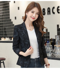 Load image into Gallery viewer, 2019 new autumn Korean version of the self-cultivation retro printing small suit jacket female Office Lady  Single Breasted

