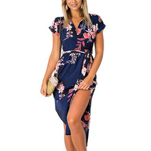 Load image into Gallery viewer, Aachoae 2020 Frauen Midi Party Kleider Geometrische Drucken Sommer Boho Strand Kleid Lose Batwing Hülse Kleid Vestidos Plus Größe
