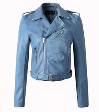 Load image into Gallery viewer, New Arrival 2020 brand Winter Autumn Motorcycle leather jackets yellow leather jacket women leather coat  slim PU jacket Leather
