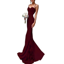 Load image into Gallery viewer, Women&#39;s Mermaid Bridesmaid Dresses Spaghetti Straps Lace Satin Bridesmaid Dresses Applique Prom Dresses Long Wedding Guest Dress
