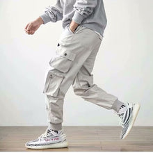Load image into Gallery viewer, Men&#39;s Side Pockets Harem Pants 2020 Autumn Hip Hop Casual Ribbons Design Male Joggers Trousers Fashion Streetwear Pant Black
