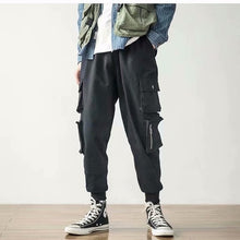 Load image into Gallery viewer, Men&#39;s Side Pockets Harem Pants 2020 Autumn Hip Hop Casual Ribbons Design Male Joggers Trousers Fashion Streetwear Pant Black
