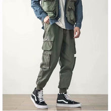Load image into Gallery viewer, Men&#39;s Side Pockets Harem Pants 2020 Autumn Hip Hop Casual Ribbons Design Male Joggers Trousers Fashion Streetwear Pant Black

