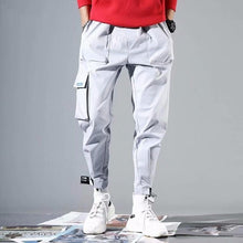 Load image into Gallery viewer, Men&#39;s Side Pockets Harem Pants 2020 Autumn Hip Hop Casual Ribbons Design Male Joggers Trousers Fashion Streetwear Pant Black
