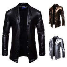 Load image into Gallery viewer, 2019 Elastic Motorcycle Leather Jacket for Men - Lined Stand-up Collar Slimming Leather Jacket
