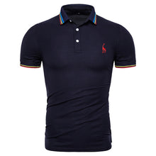 Load image into Gallery viewer, Dropshipping 2019 New Summer Cotton Polo Men Solid Deer Embroidery Short Sleeve Polo Shirt Men Fashion Polo Giraffe Mens Shirts
