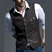 Load image into Gallery viewer, British style Men Suit Vest Casual Business Sleeveless Waistcoat For Wedding Party Groomsmen Gentlemen Plaid Classic Suit Vests
