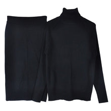 Load image into Gallery viewer, MVGIRLRU Autumn Women&#39;s Turtleneck Knit Sweater + Slim Skirt Two-Piece Set
