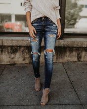 Load image into Gallery viewer, 2020 Spring Fashion Bleached Ripped Jeans Women Cotton Denim Slim Elasticity Skinny Pants Moustache Effect Vintage Jeans Femme
