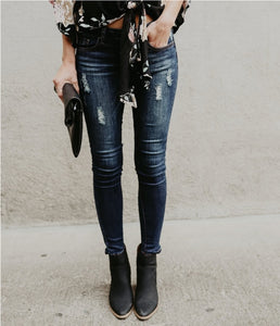 2020 Spring Fashion Bleached Ripped Jeans Women Cotton Denim Slim Elasticity Skinny Pants Moustache Effect Vintage Jeans Femme