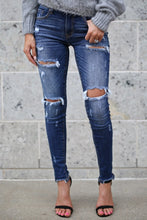 Load image into Gallery viewer, 2020 Spring Fashion Bleached Ripped Jeans Women Cotton Denim Slim Elasticity Skinny Pants Moustache Effect Vintage Jeans Femme
