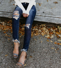 Load image into Gallery viewer, 2020 Spring Fashion Bleached Ripped Jeans Women Cotton Denim Slim Elasticity Skinny Pants Moustache Effect Vintage Jeans Femme
