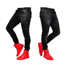 Load image into Gallery viewer, feitong Cotton Jeans Men Spring 2020 MenClothes Denim Pants Distressed Freyed Slim Fit Casual Trousers Stretch wrinkle Jeans
