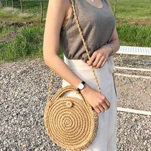 Load image into Gallery viewer, [BXX] Handmade Woven Round Handbag 2020 Spring Summer Vintage Straw Rope Knitted Messenger Bag Lady Bag Summer Beach Totes HK808
