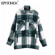 Load image into Gallery viewer, Vintage Stylish Pockets Oversized Plaid Jacket Coat Women 2020 Fashion Lapel Collar Long Sleeve Loose Outerwear Chic Tops
