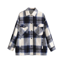 Load image into Gallery viewer, Vintage Stylish Pockets Oversized Plaid Jacket Coat Women 2020 Fashion Lapel Collar Long Sleeve Loose Outerwear Chic Tops

