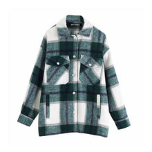 Load image into Gallery viewer, Vintage Stylish Pockets Oversized Plaid Jacket Coat Women 2020 Fashion Lapel Collar Long Sleeve Loose Outerwear Chic Tops
