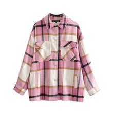 Load image into Gallery viewer, Vintage Stylish Pockets Oversized Plaid Jacket Coat Women 2020 Fashion Lapel Collar Long Sleeve Loose Outerwear Chic Tops
