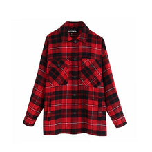 Load image into Gallery viewer, Vintage Stylish Pockets Oversized Plaid Jacket Coat Women 2020 Fashion Lapel Collar Long Sleeve Loose Outerwear Chic Tops
