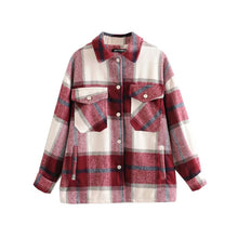 Load image into Gallery viewer, Vintage Stylish Pockets Oversized Plaid Jacket Coat Women 2020 Fashion Lapel Collar Long Sleeve Loose Outerwear Chic Tops
