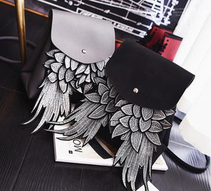 woman fashion backpack with wing good quality unique design pu lady bag