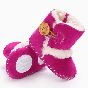 Winter Baby Boots Girls Boys Rubber Soled Shoes Infant Toddler Newborn Super Warm Snowfield Wooden Buttons Boots