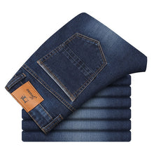 Load image into Gallery viewer, jantour 2017 Jeans Men Straight Fit Blue Stretch Denim Pants Large size Trousers Business Cowboys Man Jeans 40 42 44 size

