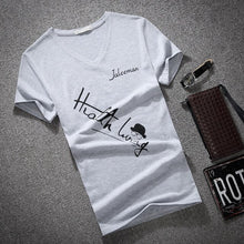 Load image into Gallery viewer, Men's V Neck T Shirt 2018 Summer Fashion letter Print Short Sleeve T Shirt Men Slim Fit Mens Top Tees Shirt Size S-5XL
