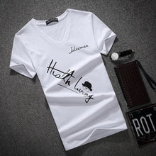 Load image into Gallery viewer, Men's V Neck T Shirt 2018 Summer Fashion letter Print Short Sleeve T Shirt Men Slim Fit Mens Top Tees Shirt Size S-5XL
