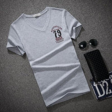 Load image into Gallery viewer, Men's V Neck T Shirt 2018 Summer Fashion letter Print Short Sleeve T Shirt Men Slim Fit Mens Top Tees Shirt Size S-5XL
