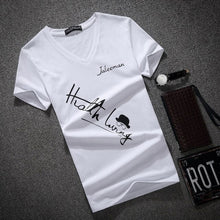 Load image into Gallery viewer, Letter print Tops Tees Short Sleeve t-shirt men's brand fashion Slim Fit sexy V neck T shirt men 2018 New Mens Summer hot sale
