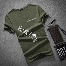 Load image into Gallery viewer, Letter print Tops Tees Short Sleeve t-shirt men's brand fashion Slim Fit sexy V neck T shirt men 2018 New Mens Summer hot sale
