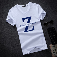 Load image into Gallery viewer, Letter print Tops Tees Short Sleeve t-shirt men's brand fashion Slim Fit sexy V neck T shirt men 2018 New Mens Summer hot sale
