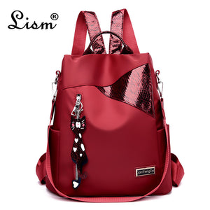 Simple style ladies backpack anti-theft Oxford cloth tarpaulin stitching sequins juvenile college bag purse Bagpack Mochila